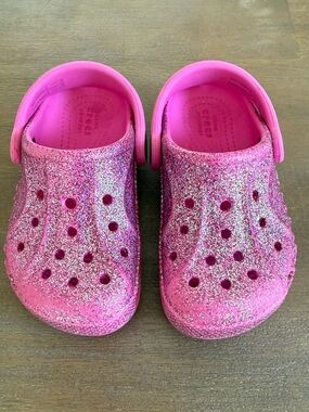 Kids Glitter Pink Crocs